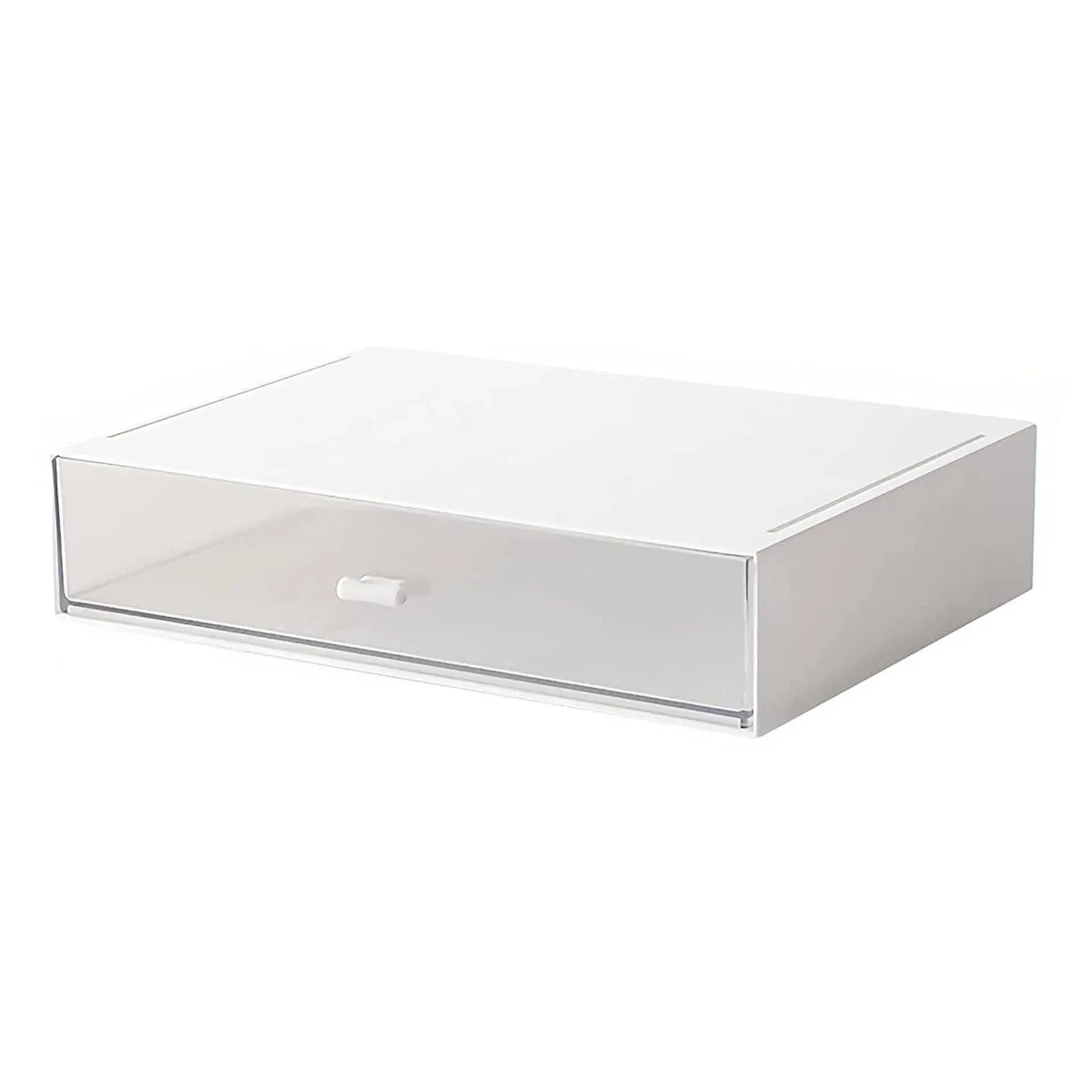  Desk Organizer with Storage Drawers Stackable , Plastic, White Great for 