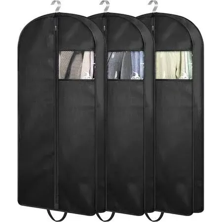 MISSLO 43" Gusseted Travel Garment Bag with Accessories Zipper Pocket Breathable Suit Garment Cover for Shirts Dresses Coats, Black