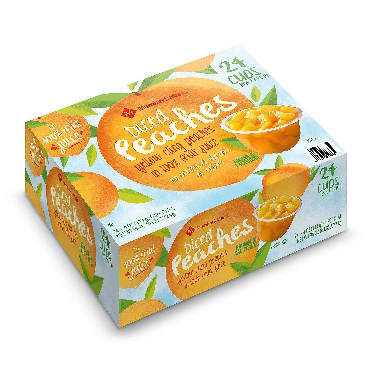 Member's Mark Diced Peaches in 100% Fruit Juice (4 Ounce, 24 Pack)