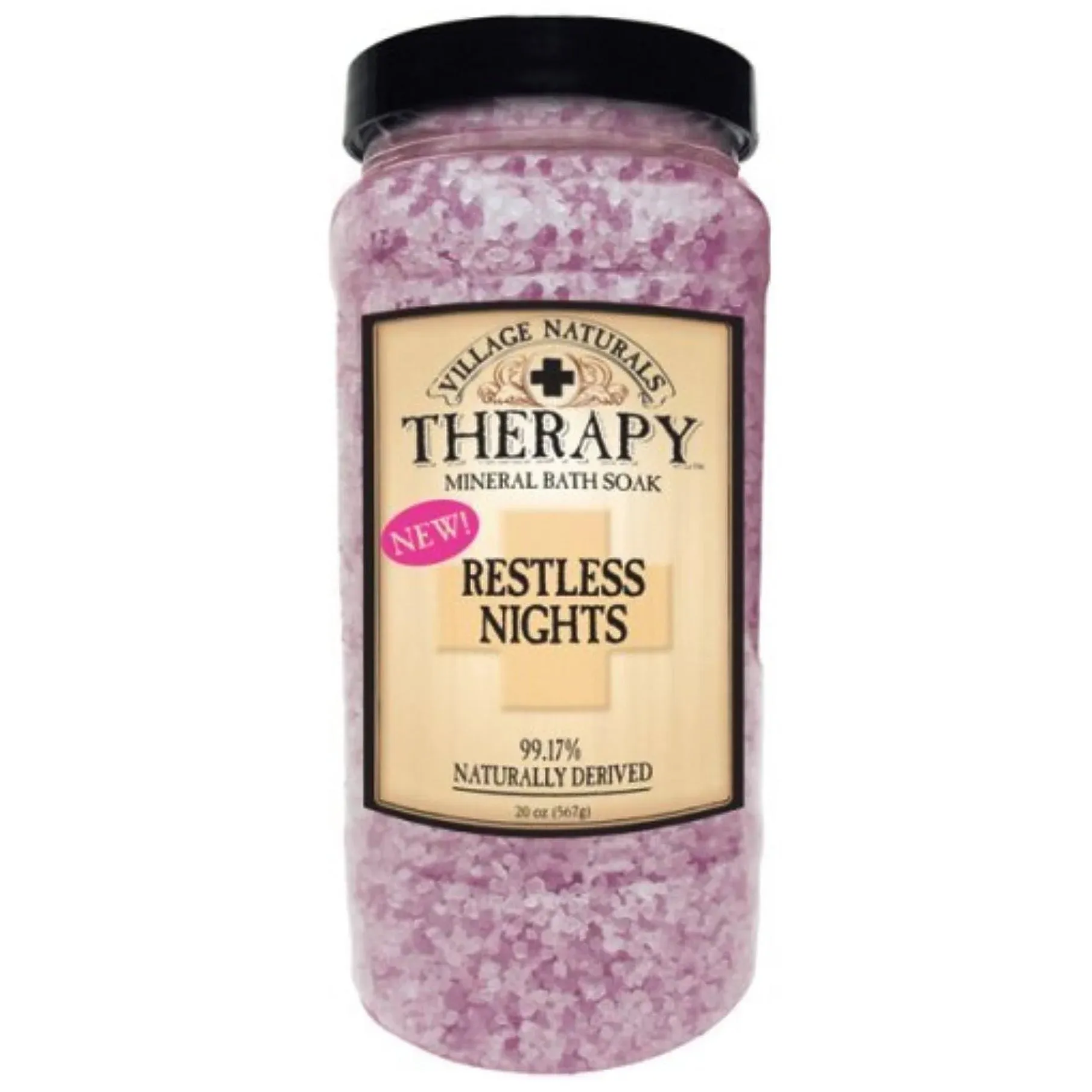 Village Naturals Therapy Mineral Bath Soak, Concentrated, Aches + Pains, Nighttime Relief - 20 oz