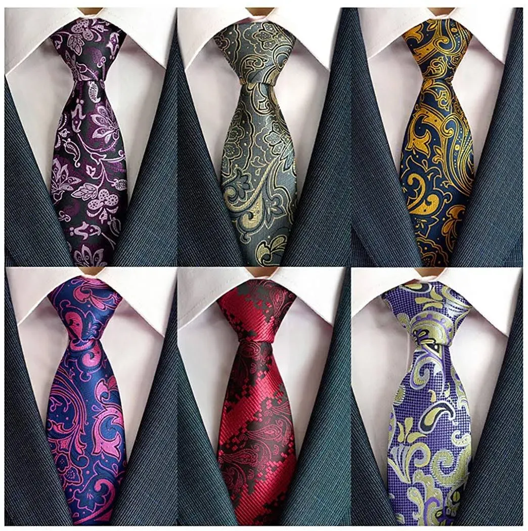 Adulove Men's Necktie Classic Silk Tie Woven Jacquard Neck Ties 6 PCS