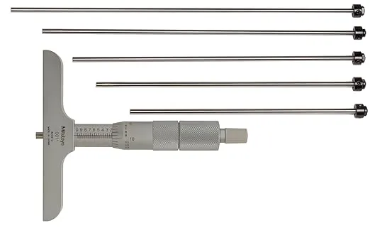 Mitutoyo Depth Micrometer Series 129, Range: 0-6&#034; - 129-128