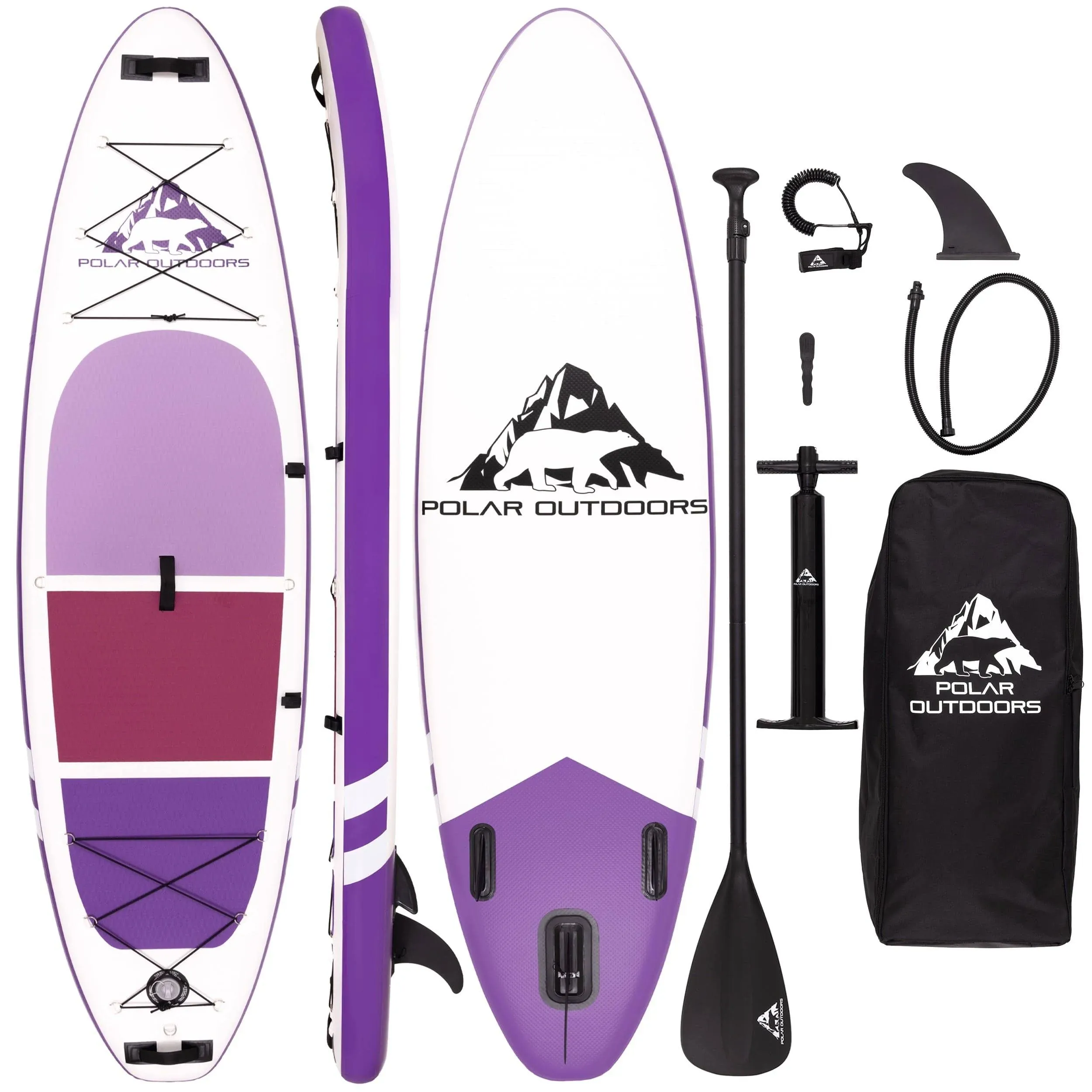 Polar Outdoors by Roc Inflatable Stand Up Paddle Board with Premium SUP Paddle Board Accessories, Wide Stable Design, Non-Slip Comfort Deck for Youth & Adults.