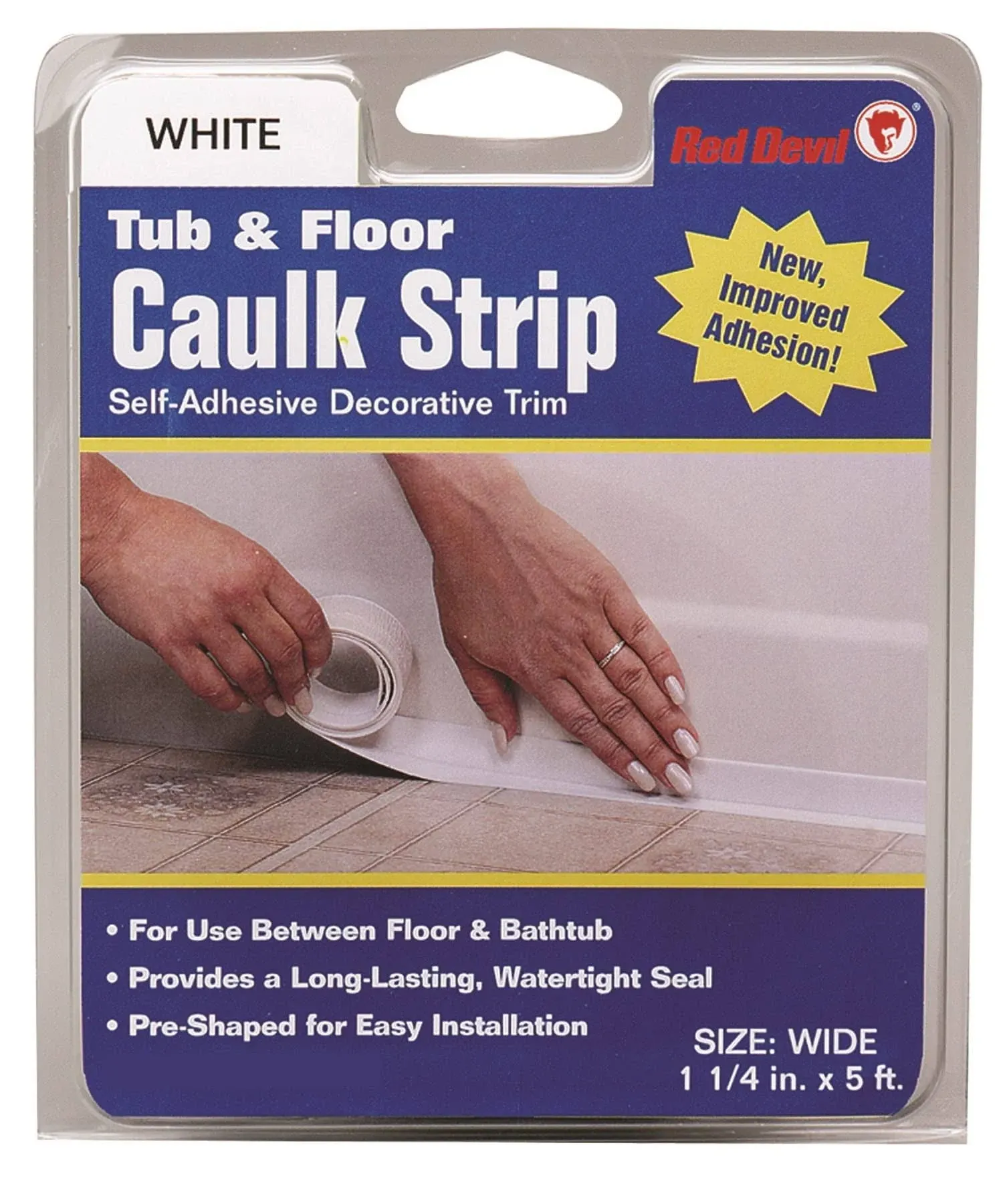 Red Devil 0170 1-1/4" x 5' Wide White Tub & Floor Caulk Strip