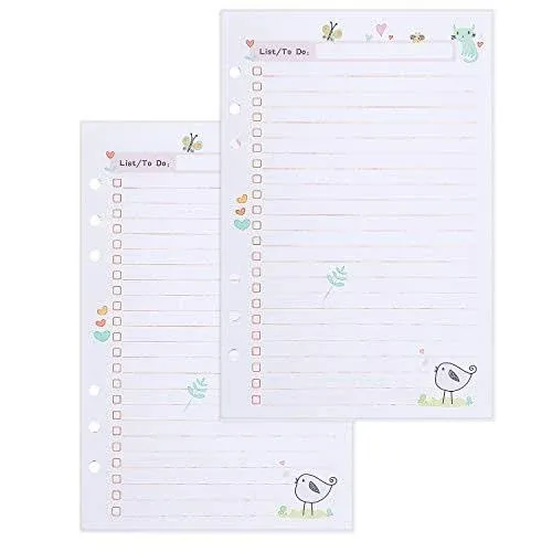 Rancco A5 Planner Inserts to Do List, 90 Pages Colorful 6-Ring Loose-Leaf