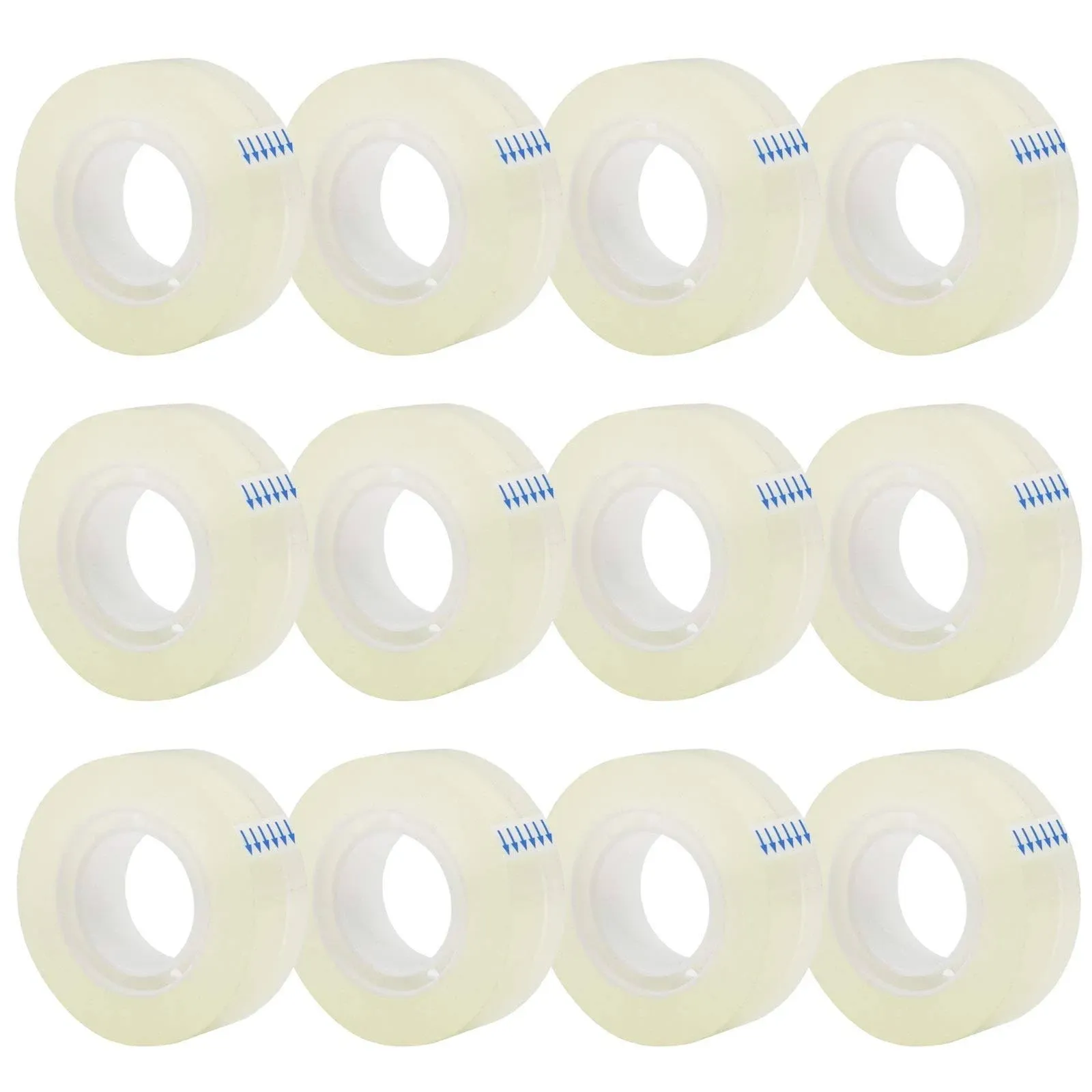 OWLKELA 12 Rolls Transparent Tape Refills, Clear Tape, All-Purpose Transparent Glossy Tape for Office, Home, School