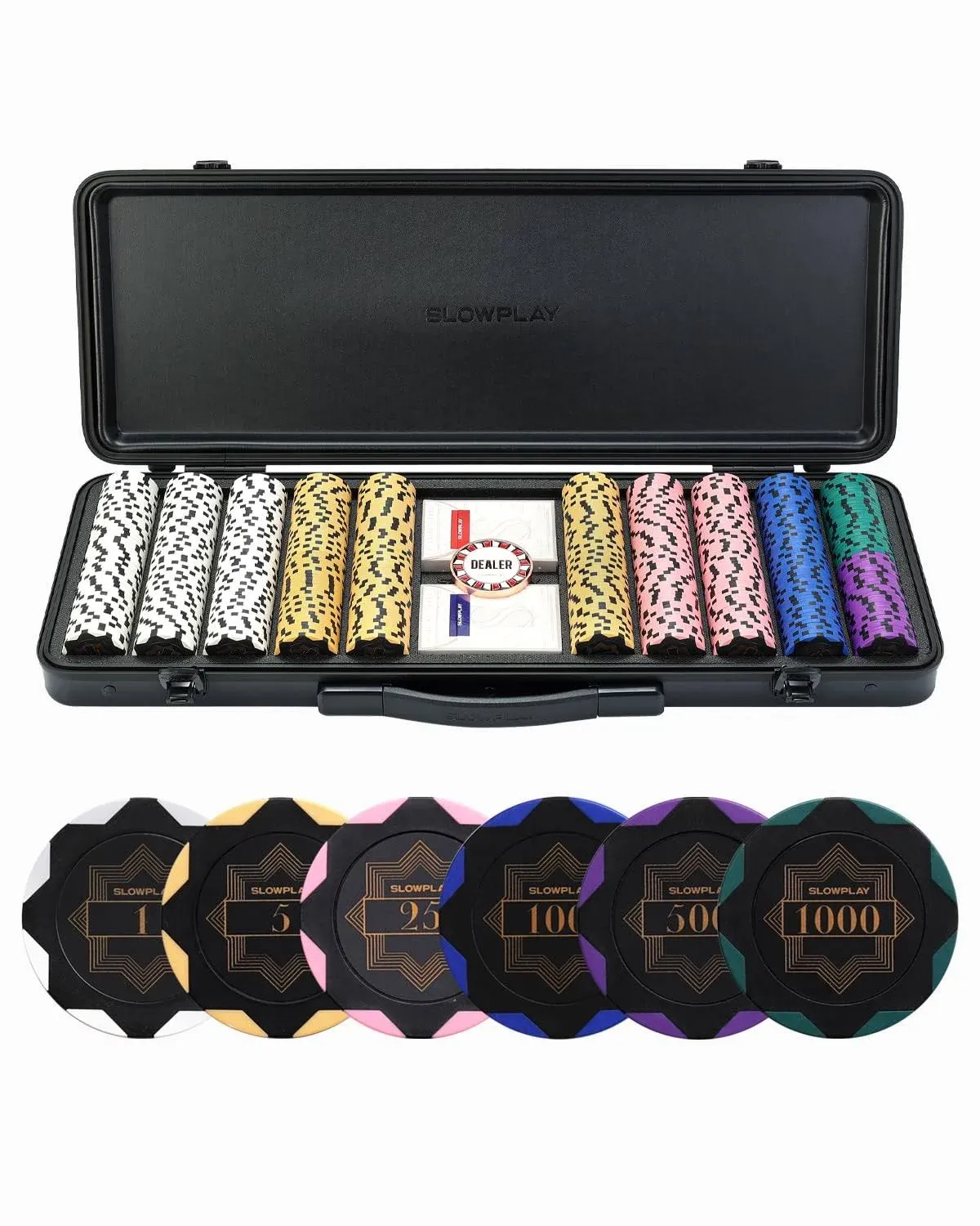 SLOWPLAY Nash 14 Gram Clay Poker Chips Set for Texas Hold’Em 500PCS