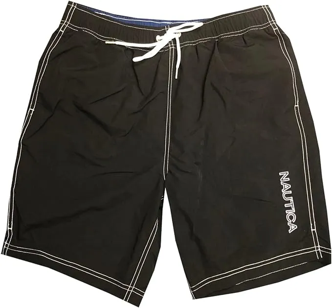 Nautica Mens Quick-Dry Logo Swim Trunk Shorts (3XL, Black)