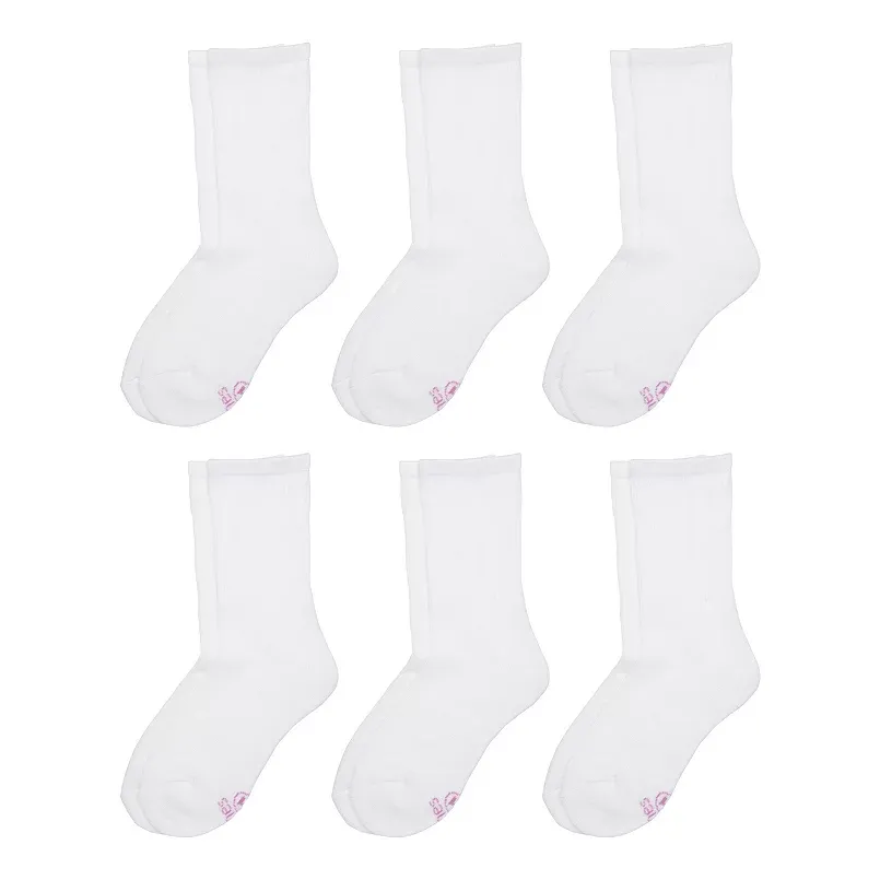 Hanes Girls' 6-Pair Pack Crew Socks