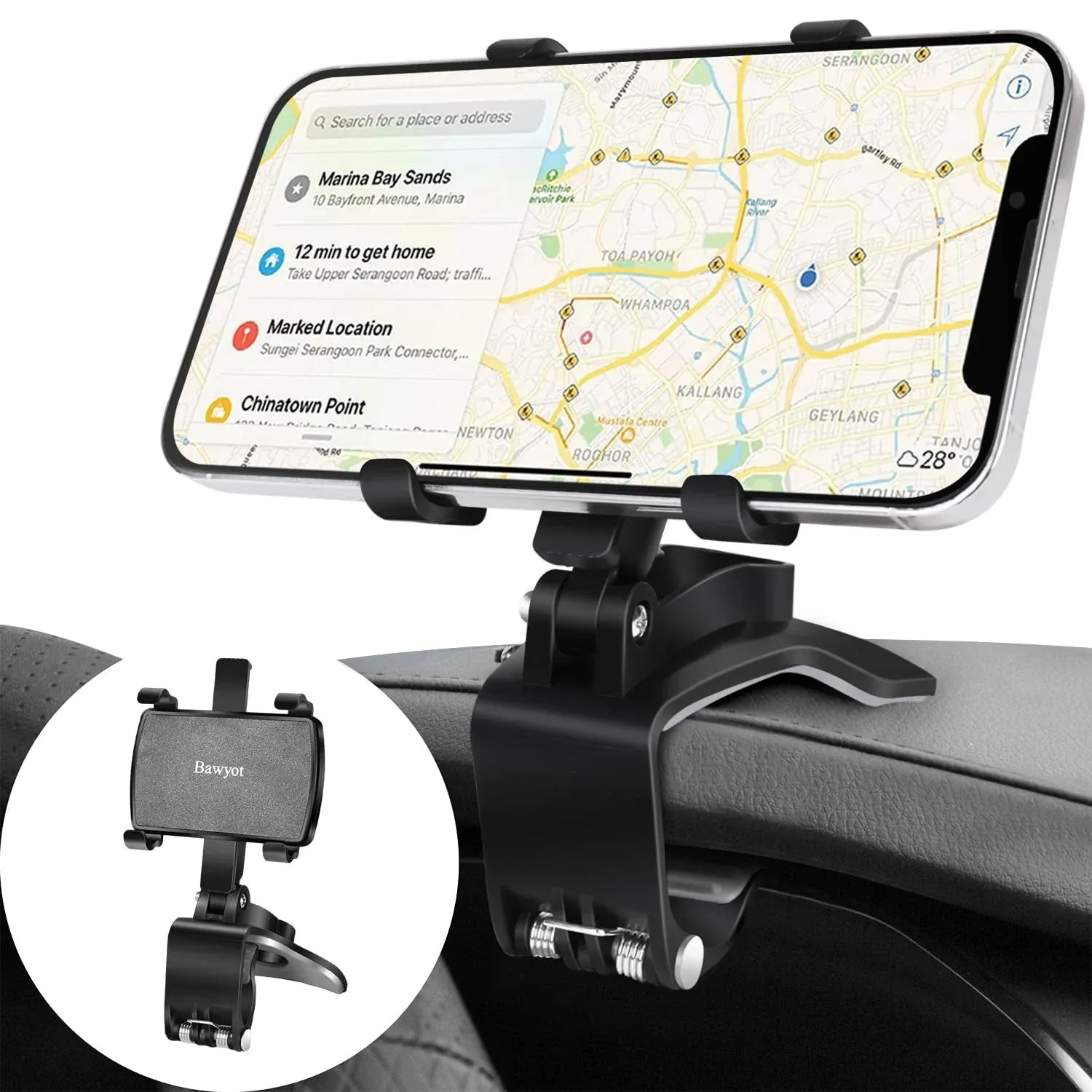 Bawyot Car Phone Holder for Dashboard 360 Degree Rotation Multifunctional One ...