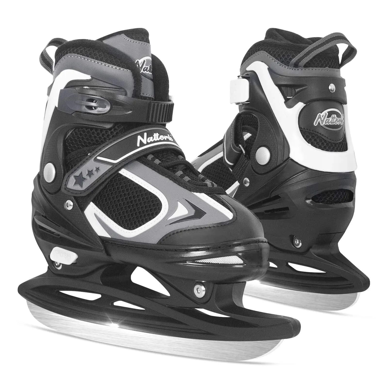 Nattork Adjustable Ice Skates for Kids - Black