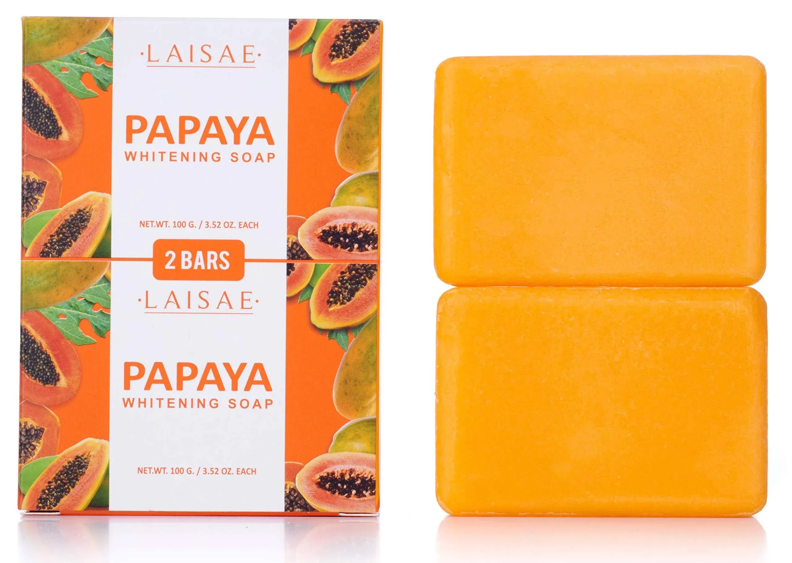 Papaya Brightening Soap, Glowing Skin & Hydrating Face Moisturizer with Niacinamide, Shea Butter and Aloe Vera, Even Skin Tone Body Cleansing Bar - Sensitive Skin Soap, Vegan, 3.52 oz (2 Bars)