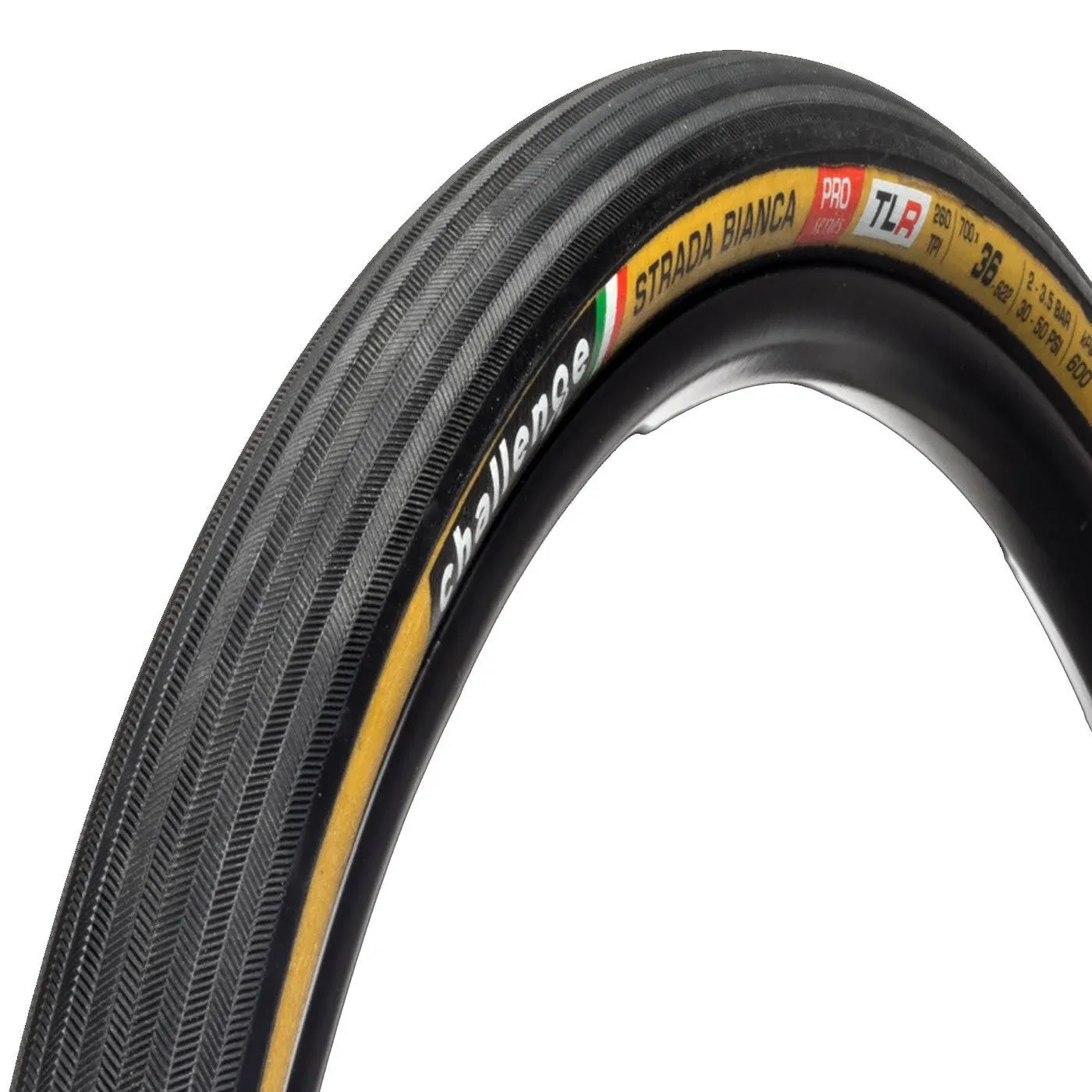 Challenge Strada Bianca Pro TLR 700c Tires - Width: 30mm, 33mm, 36mm, 40mm, 45mm - 700 x 36c, Folding Bead (Black/Tan Sidewall)