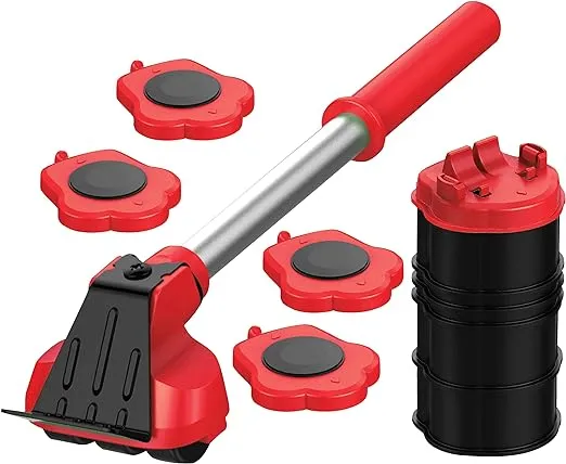 Heavy Duty Furniture Lifter 4 Appliance Roller Sliders with 660 lbs Load Capacity Wheels + Adjustable Height Lifting Tool Lever Suitable for Safe and Easy Moving of Couches Sofas Refrigerators + More