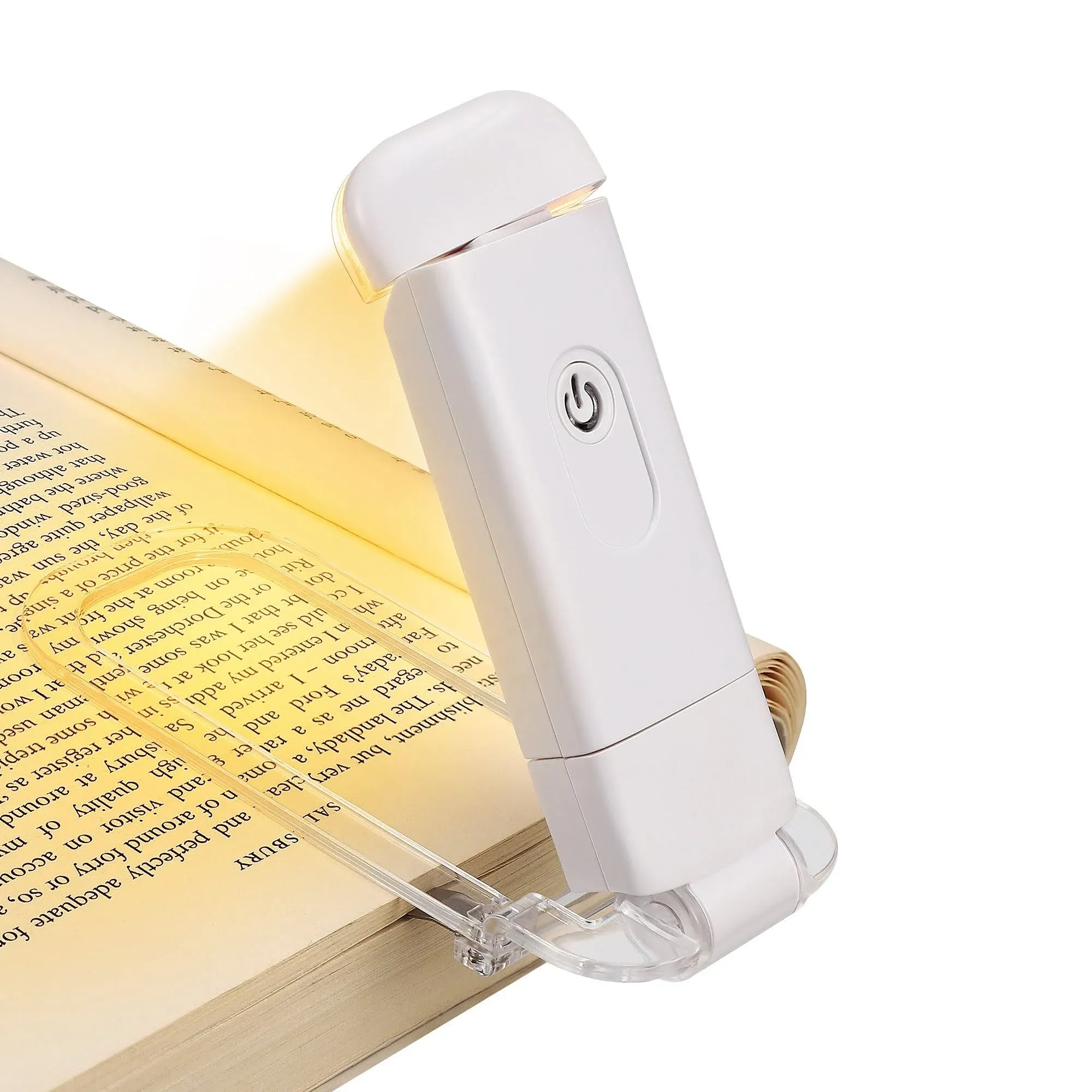 DEWENWILS Book Reading Light, Amber Warm Clip On LED with 3 Adjustable Brightness for Eye Protection, Rechargeable USB, Perfect for Bookworms, Kids (White)