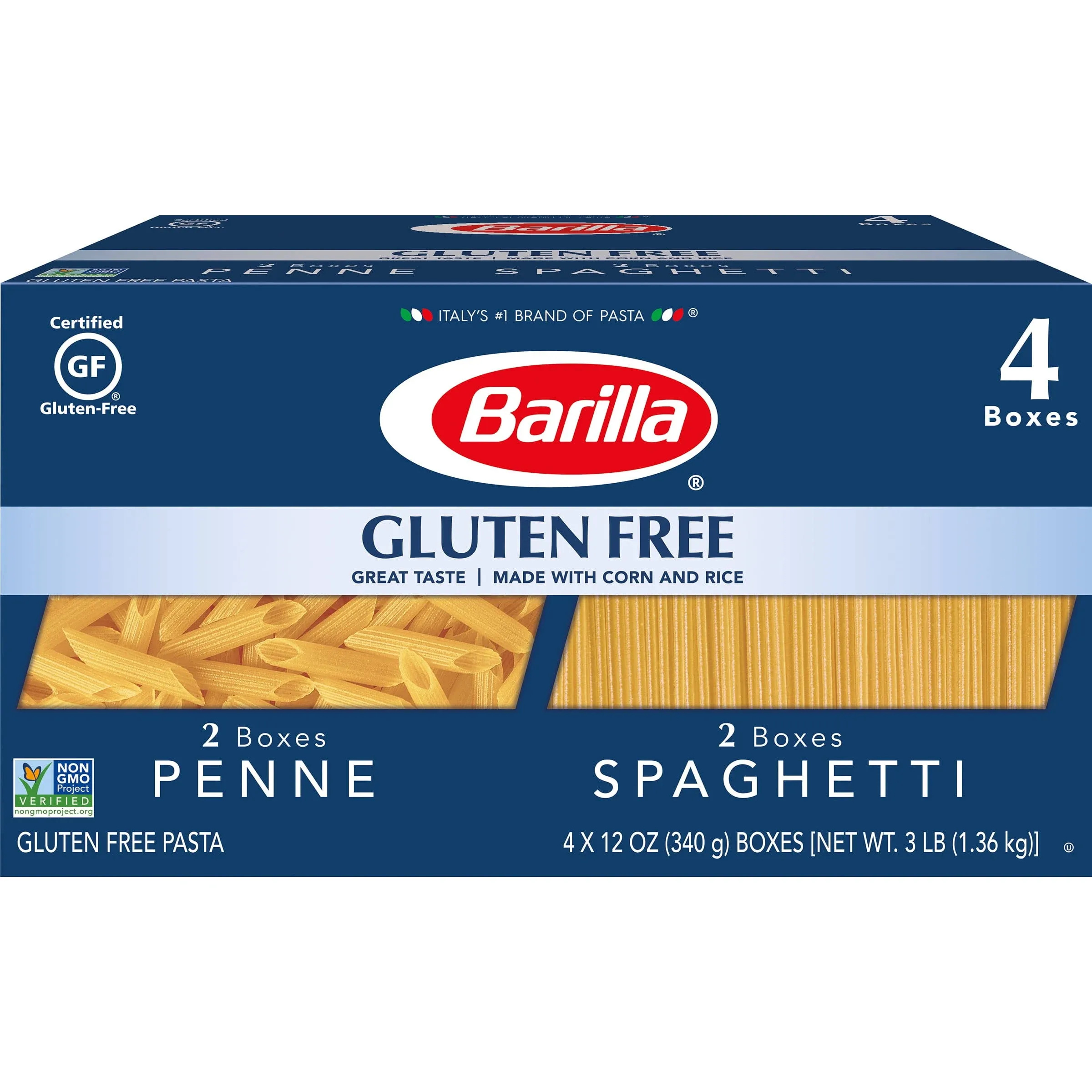 Barilla Gluten Free Penne and Spaghetti Variety Pack, 4 pack/12 oz