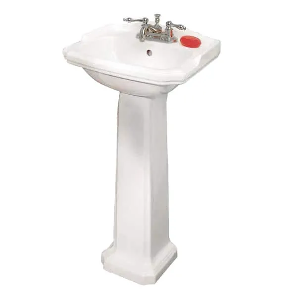 Renovators Supply - Cloakroom 19'' Pedestal Bathroom Sink - Compact Sink with Overflow and Pre-Drilled Holes - Porcelain Scratch and Stain Resistant