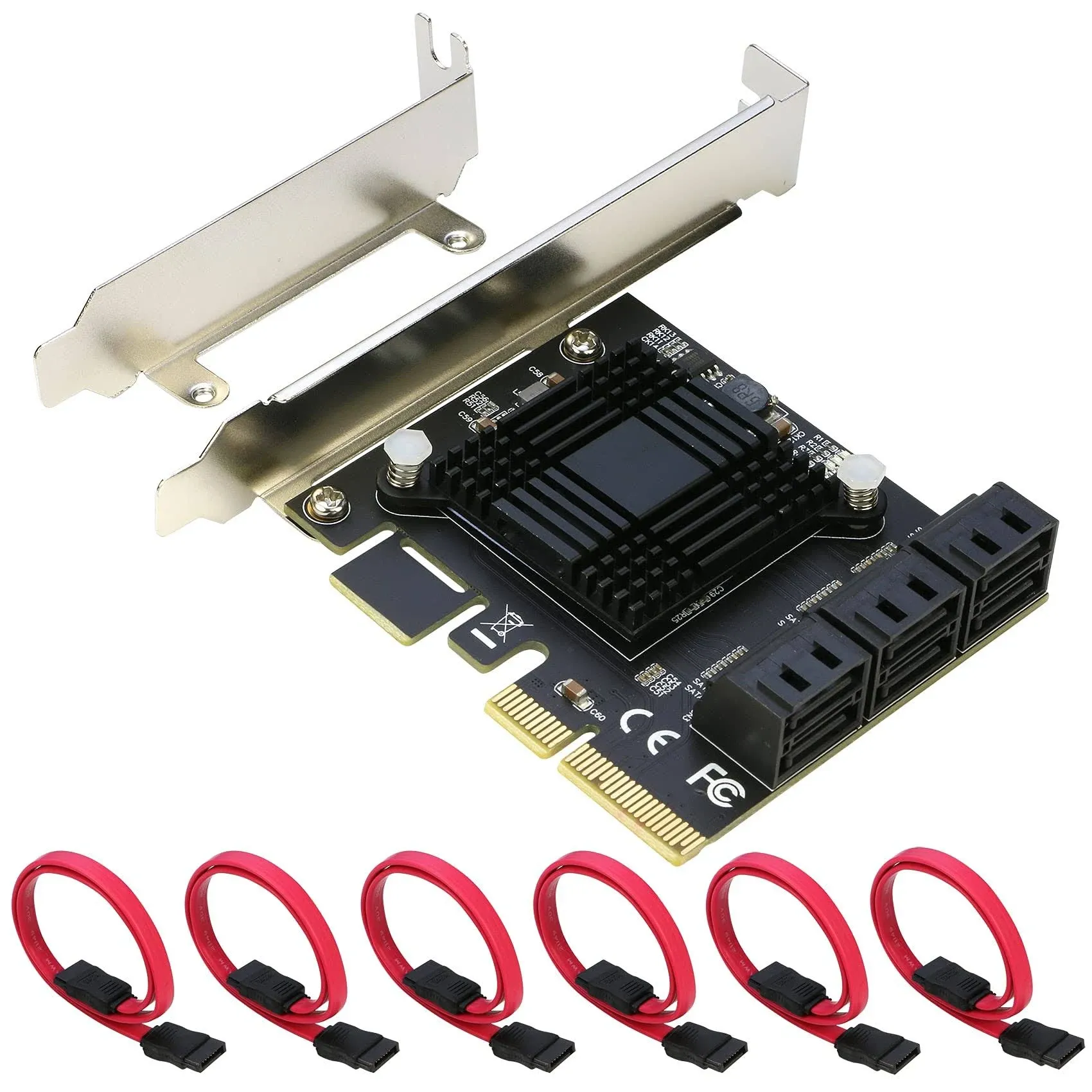 PCIe SATA Card 6 Port, RIITOP PCI-e x4 to SATA3 6Gbps Expansion Controller with ASM1166 Chipset Non-Raid, Support 6 SATA 3.0 Devices for Desktop PC (NOT support boot system!)