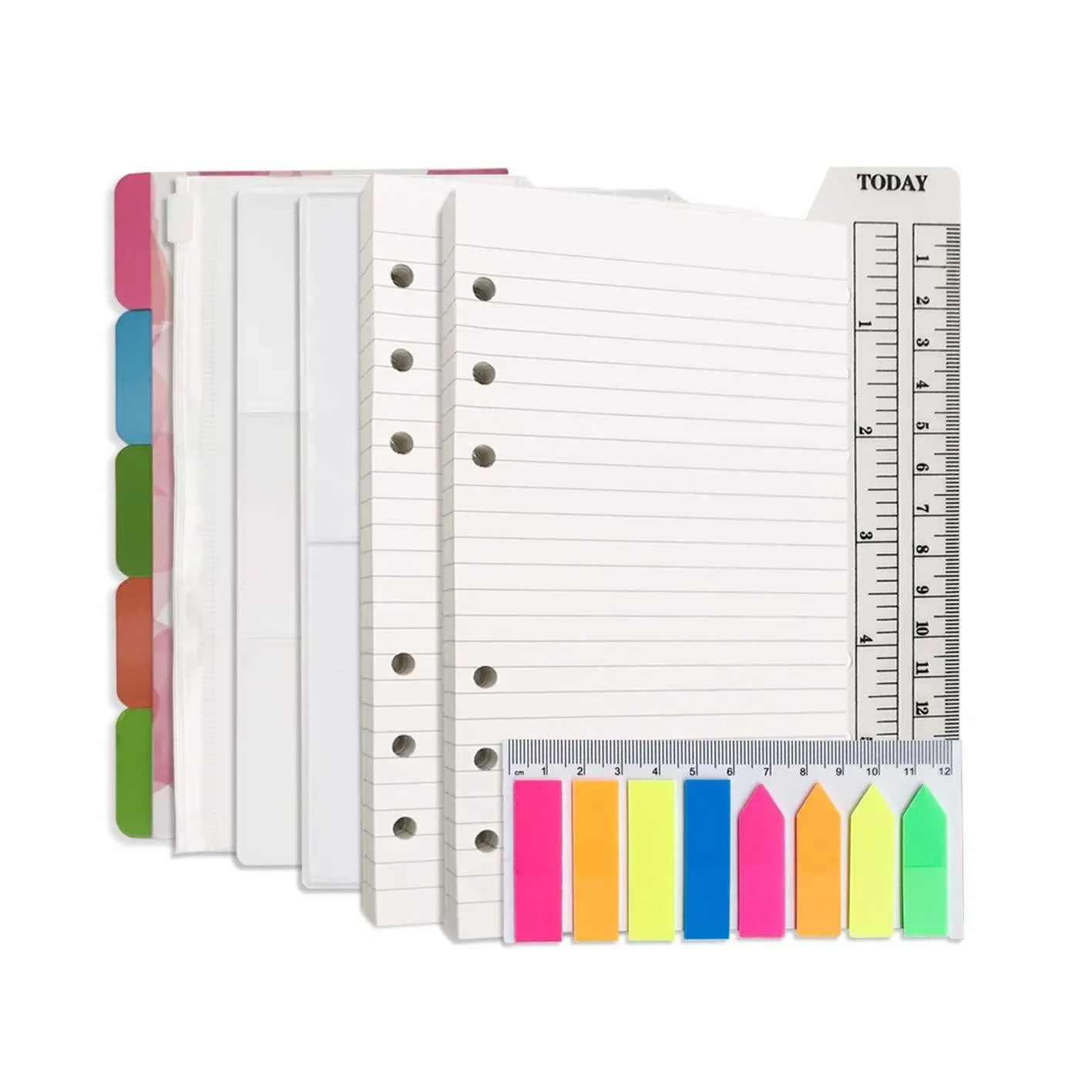 A6 Refill Paper 100 Sheets Lined Paper 6 Hole Punched - 5 Binder Dividers 3 P...