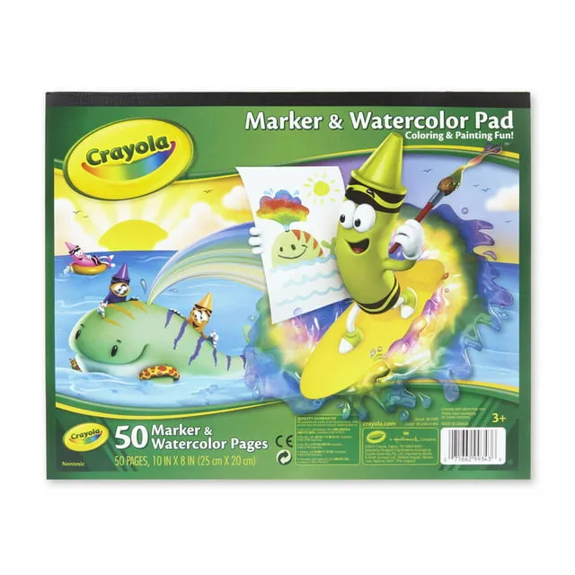 Crayola Marker & Watercolor Pad, 50 Blank Coloring Pages, Painting Paper, Art Supplies for Kids, Gifts