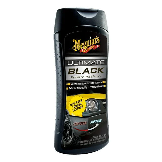 Meguiar’s G15812 Ultimate Black Plastic Restorer White Liquid Restores Car Shine