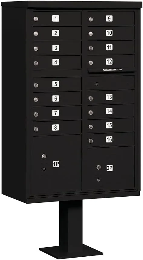 Salsbury Industries 3316Blk Cluster Box Unit,16 Doors,black