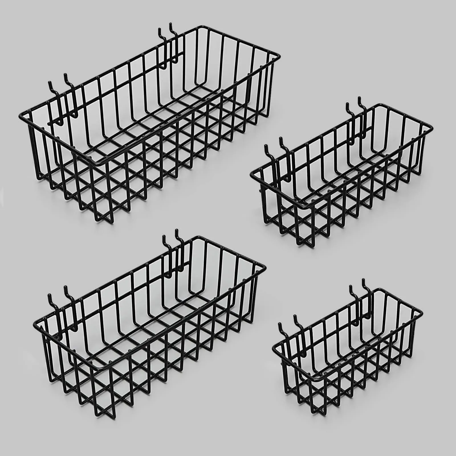 Pegboard Baskets,Pegboard Accessories,Can be Used to Store Items That Are Not Easy to Hang on a Pegboard (4pcs) (Black Light-Duty)