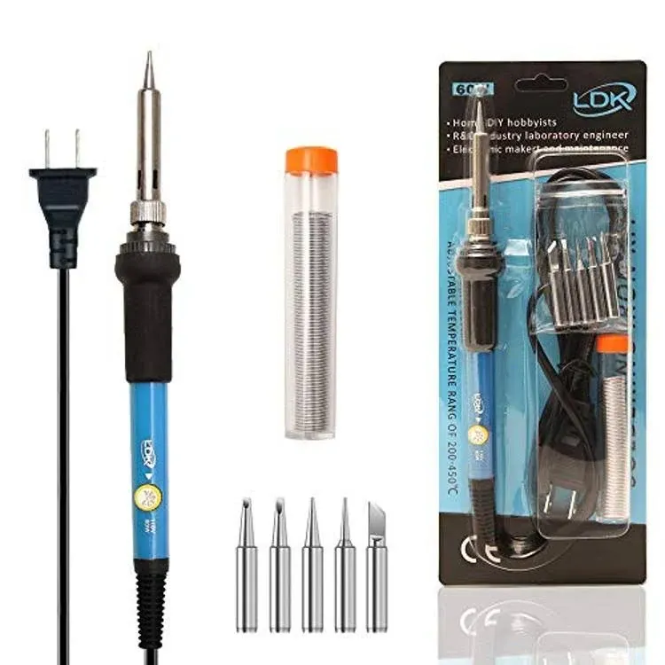 LDK Soldering Iron Kit Electric 60W 110V Adjustable Temperature Soldering Gun ...