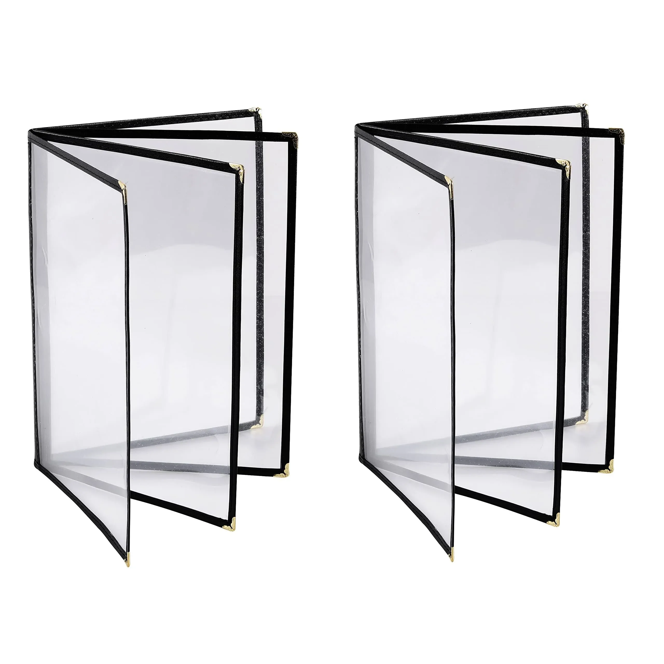 2PCS Menu Covers 8.5" x 11" Restaurant Menu Holder 4 Page 8 View Transparent Menu Sleeve,Fits A4 Size Paper for Restaurant Menu Home Project Office Daily Paper Chores and etc