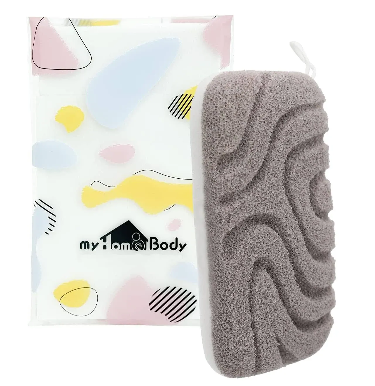 myHomeBody Dual-Texture Shower Sponge Exfoliating Sponge, Bath Sponge for Women, Body Scrubber Body Exfoliator, Body Sponge, Loofah Sponge for Men, Exfoliating Sponge,1pc