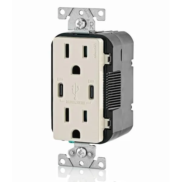 Leviton 15A Tamper-Resistant Receptacle USB Type-C/C Charger T5635