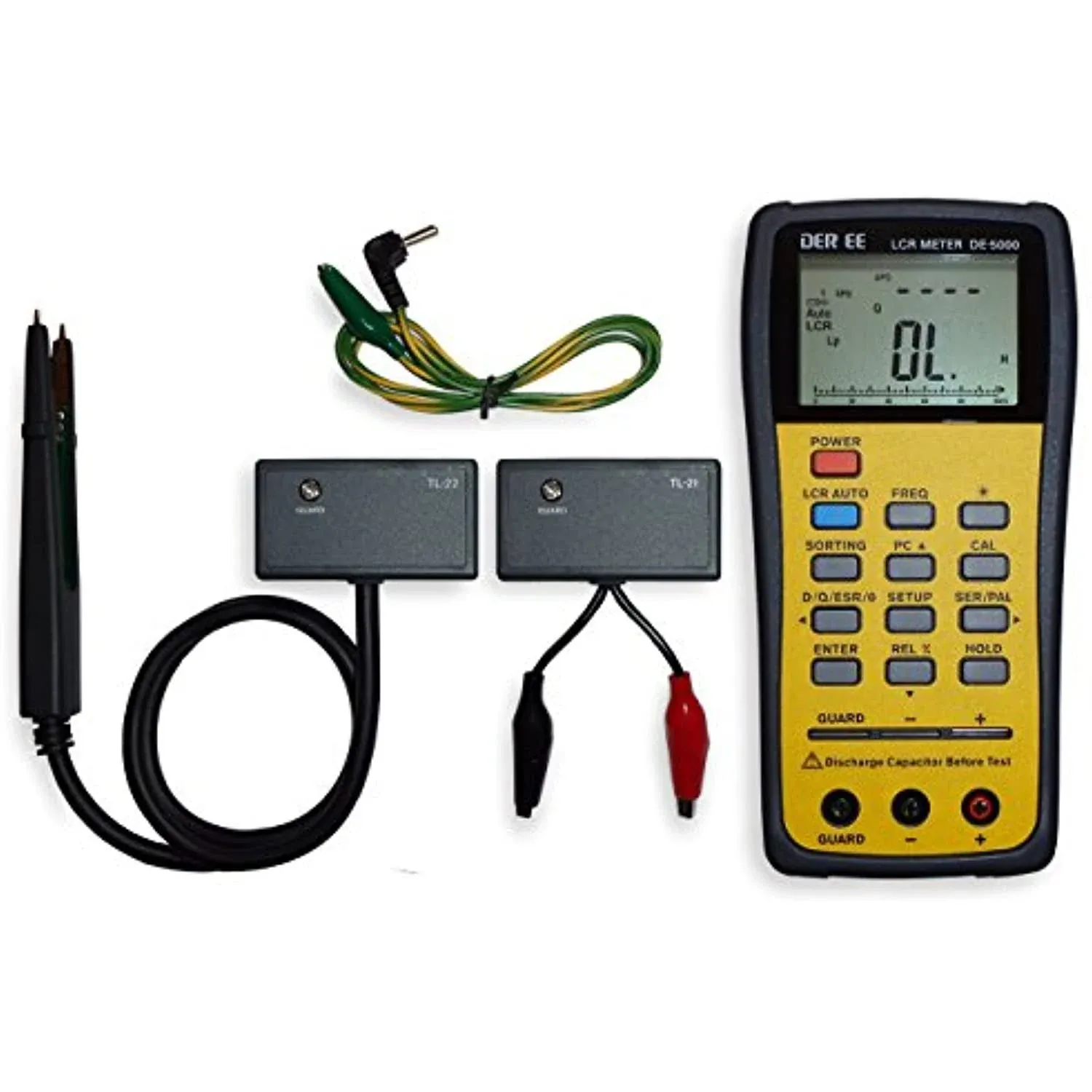 der EE DE-5000 High Accuracy Handheld LCR Meter with TL-21 TL-22 New