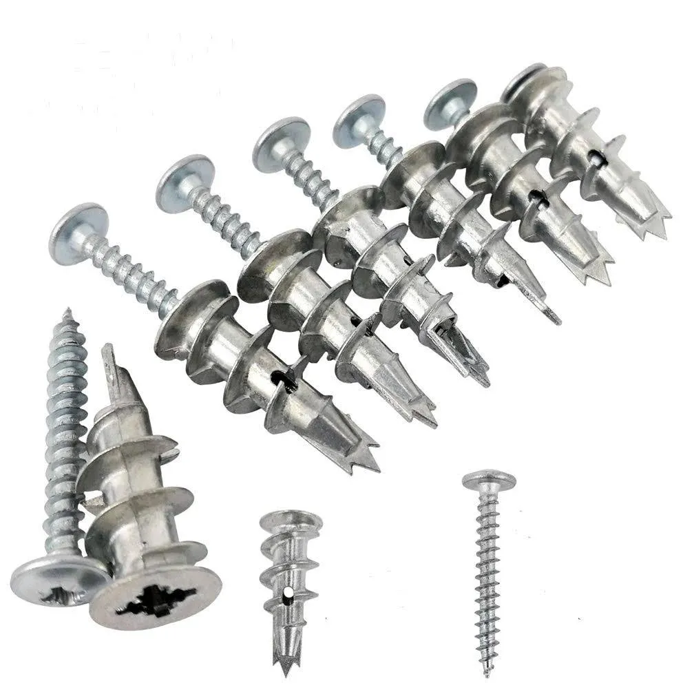 Ansoon Zinc Self-Drilling Drywall Anchors with Screws Kit 50 Pieces All Together