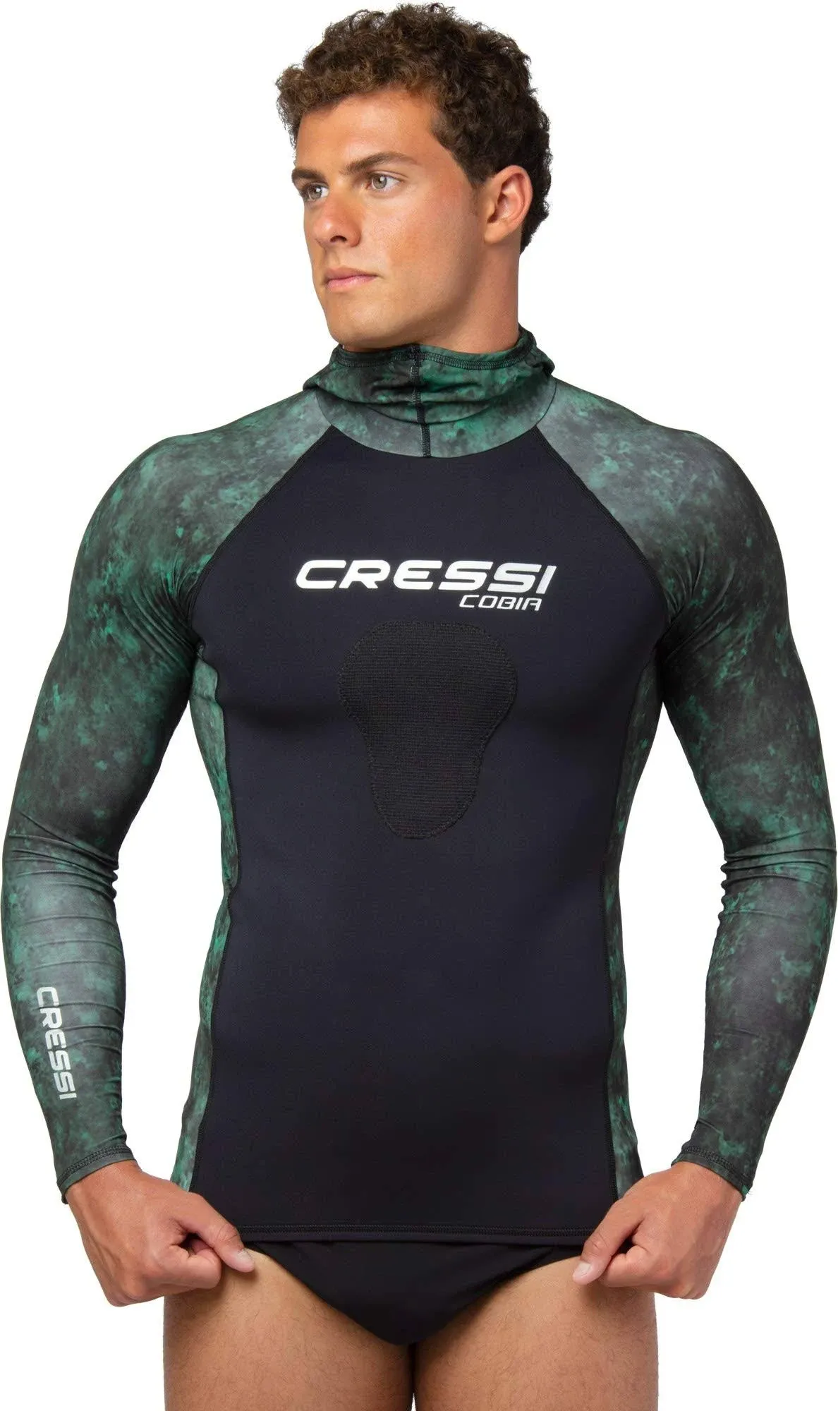 Cressi Adult Camouflage Hooded Rash Guard - Neoprene Padded Chest | Cobia: get the Hunter equipment