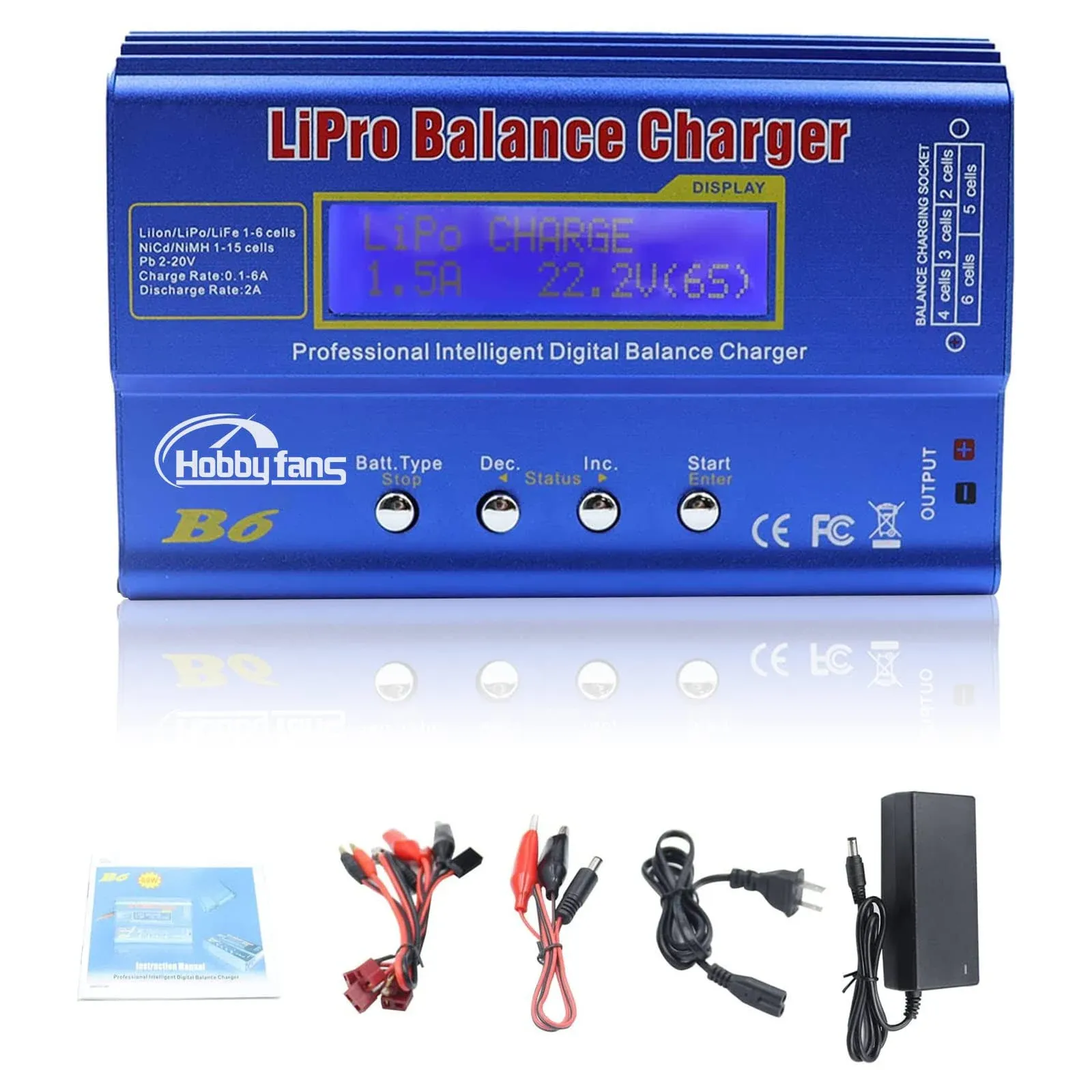 Hobby Fans B6 Mini Professional Balance Charger/Discharger with Power Supply for ...