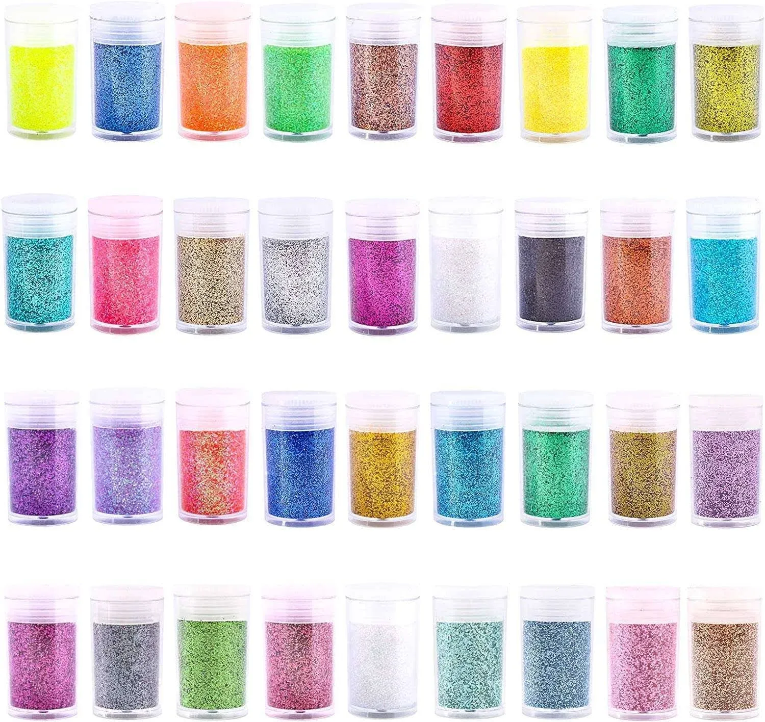 Extra Fine Glitter, Set of 36 Colors Nail Arts Cosmetic Glitter, Resin Crafts Loose Glitter Powder Shaker for Face Body Hair Eye Lip Gloss Makeup,