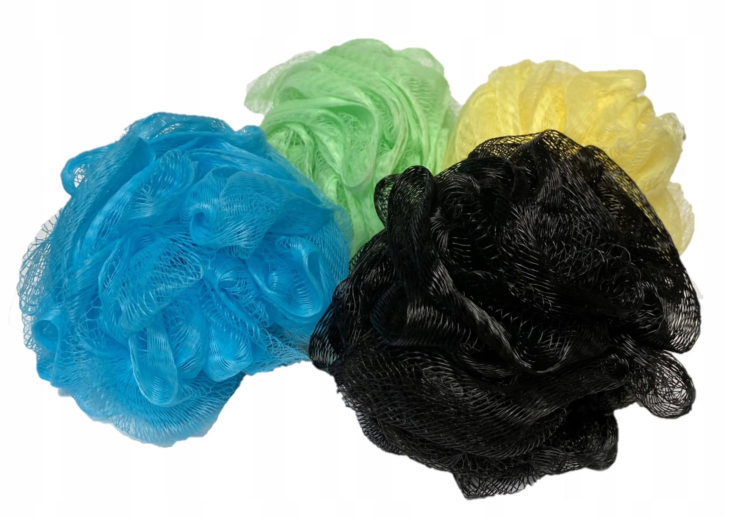 BODY GLOVE Shower Pouf loofah 4-Pack plush mesh storage bag. Shower sponges.