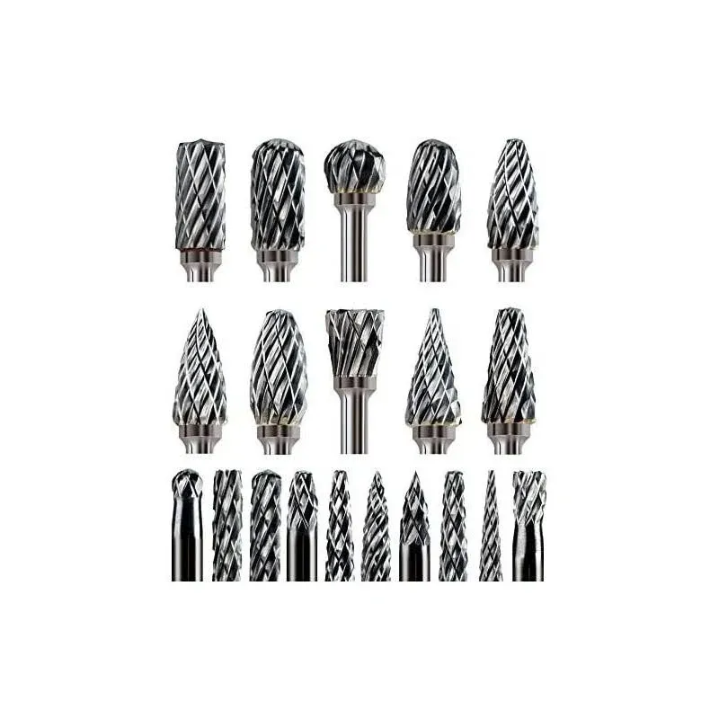 20pcs * Carbide Burr Set Compatible With Rotary Tool 1/8&*; Shank Die Grinder Rotary Tool * Wood Carving Bits Accessories Attachments Metal Grinding Engraving Cutting Trimming Porting *