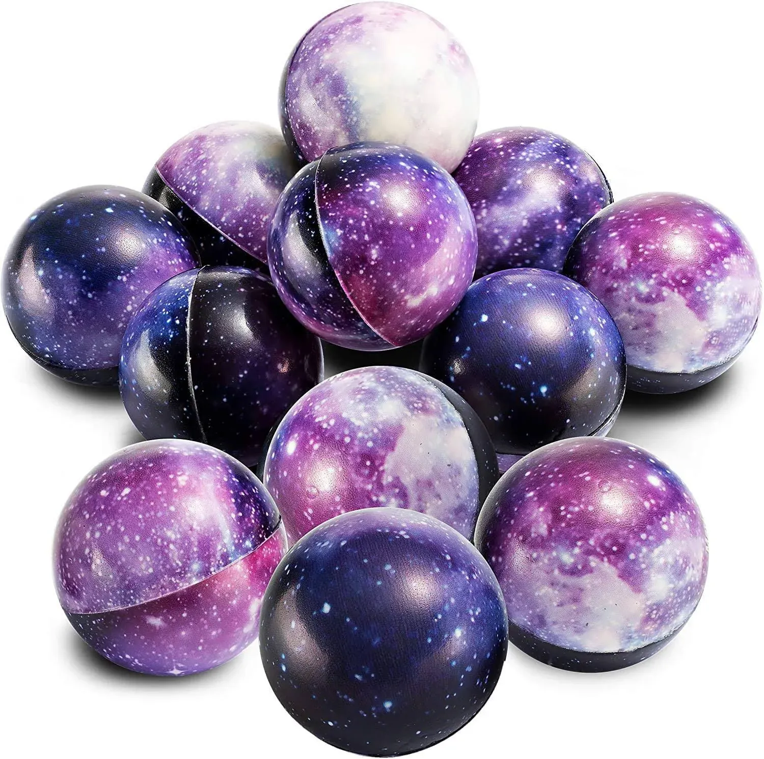 Galaxy Stress Balls for Kids - Pack of 50 Bulk - Squeeze Anxiety Fidget Sensory Balls for Children with Outer Space Theme, Great Toys for Party Favors and Birthday Party Supplies