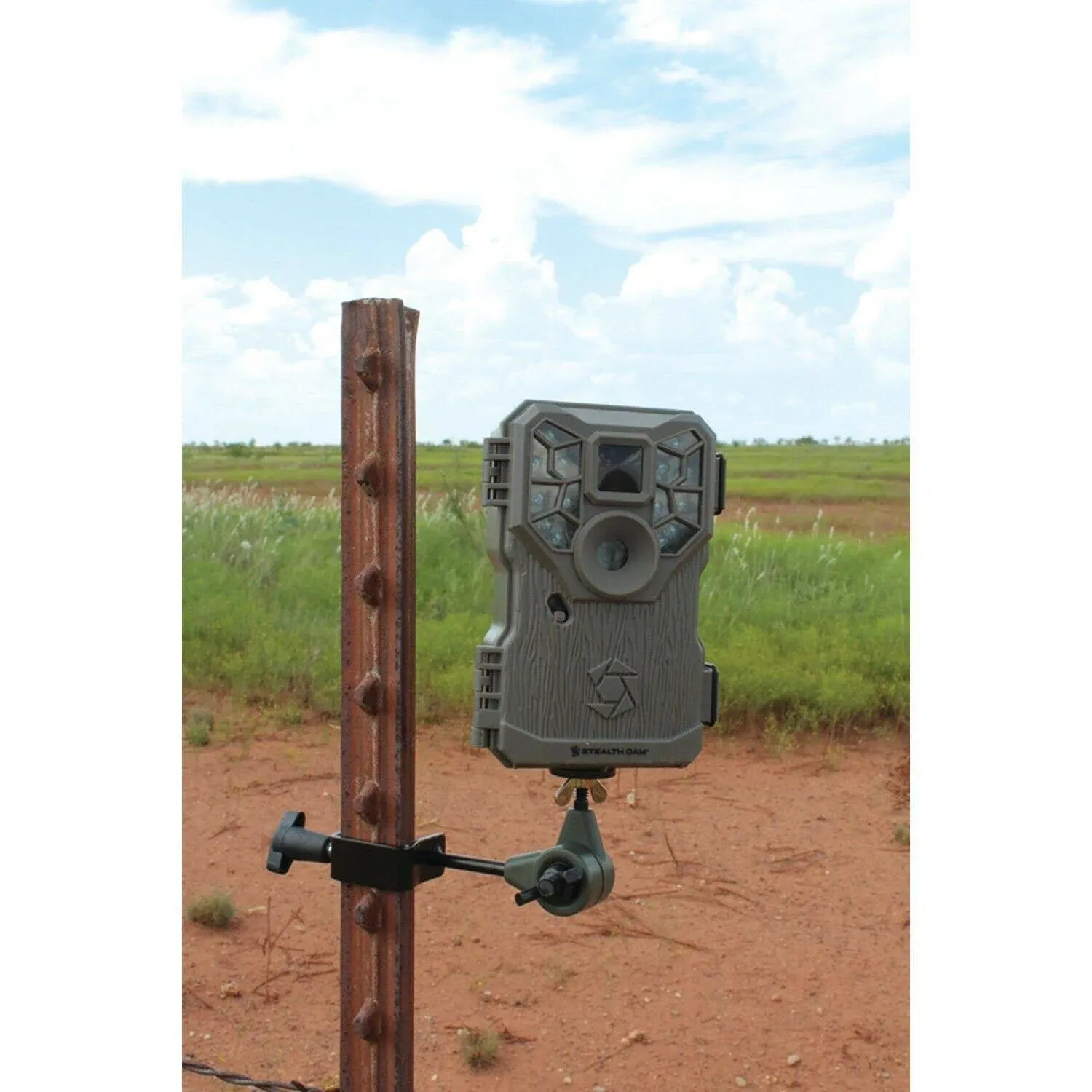 HME T-Post Trail Camera Holder | Compact Sturdy Adjustable Design | Easy Installation & Versatile Compatibility