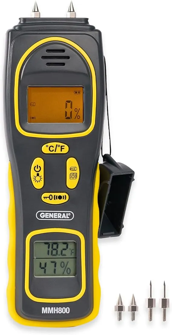 General Tools MMH800 Pin/Pinless Moisture Meter w/Temp and Humidity