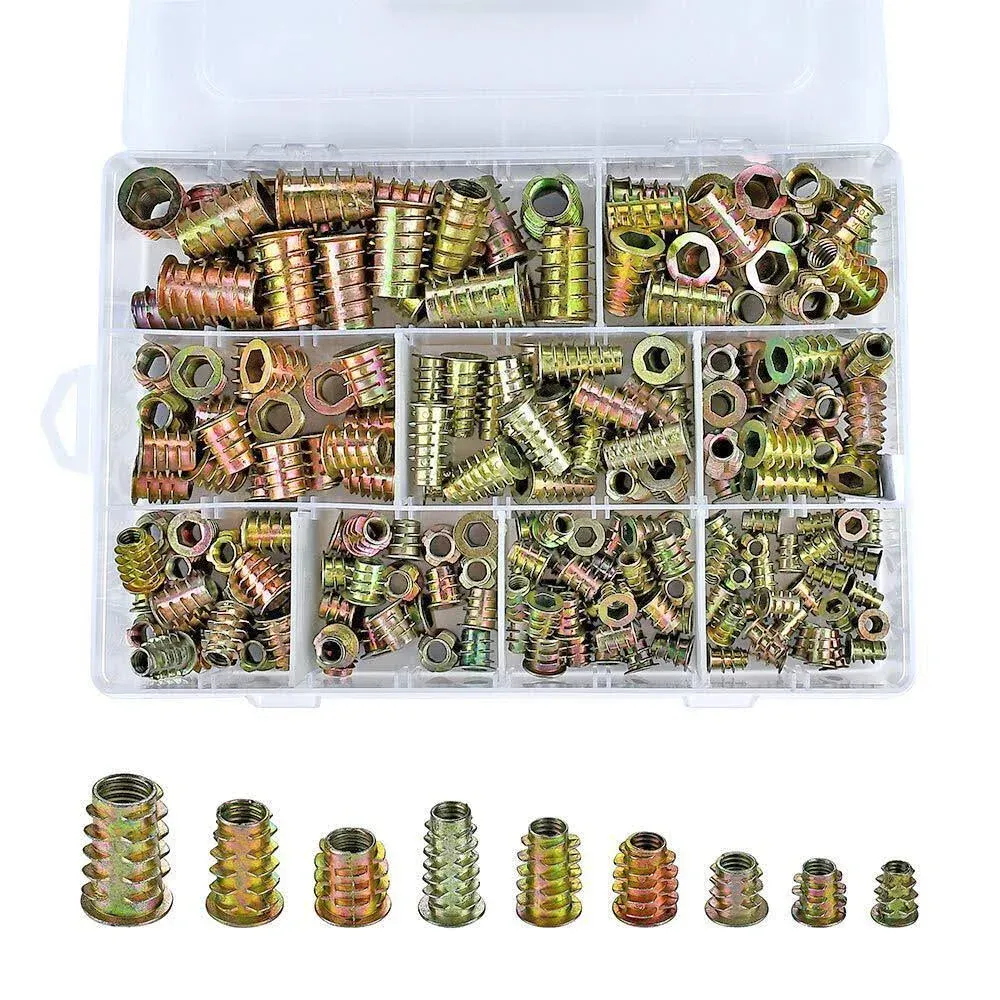 PGMJ 200 Pieces 9 Size M4/M5/M6/M8/M10 Metric Threaded Inserts Nuts Assortment ...