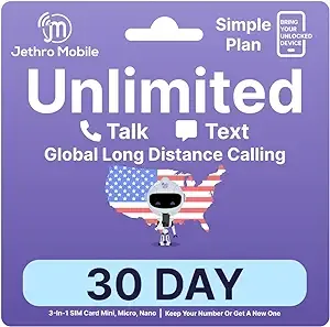 Jethro Mobile Prepaid Phone Plan, Unlimited Talk & Text, International Talk to ...