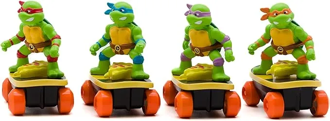 Teenage Mutant Ninja Turtles Switch Kick Skaters Pack of 4 - Gyro Self-Stabilizing Rip-Cord Powered Skateboard Toy – Gift, Stock Stuffer for Ages 3+