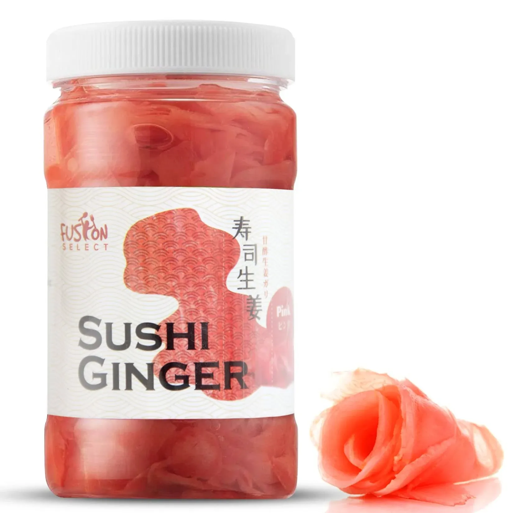 Fusion Select Sushi Ginger - Natural Sliced Gari, Pickled Ginger for Sushi - No MSG, Non-GMO - Spicy, Sour, Sweet & Salty Taste Notes - Side Dish For Sashimi, Sushi Ingredients - 12oz (Pink, 1Pk)