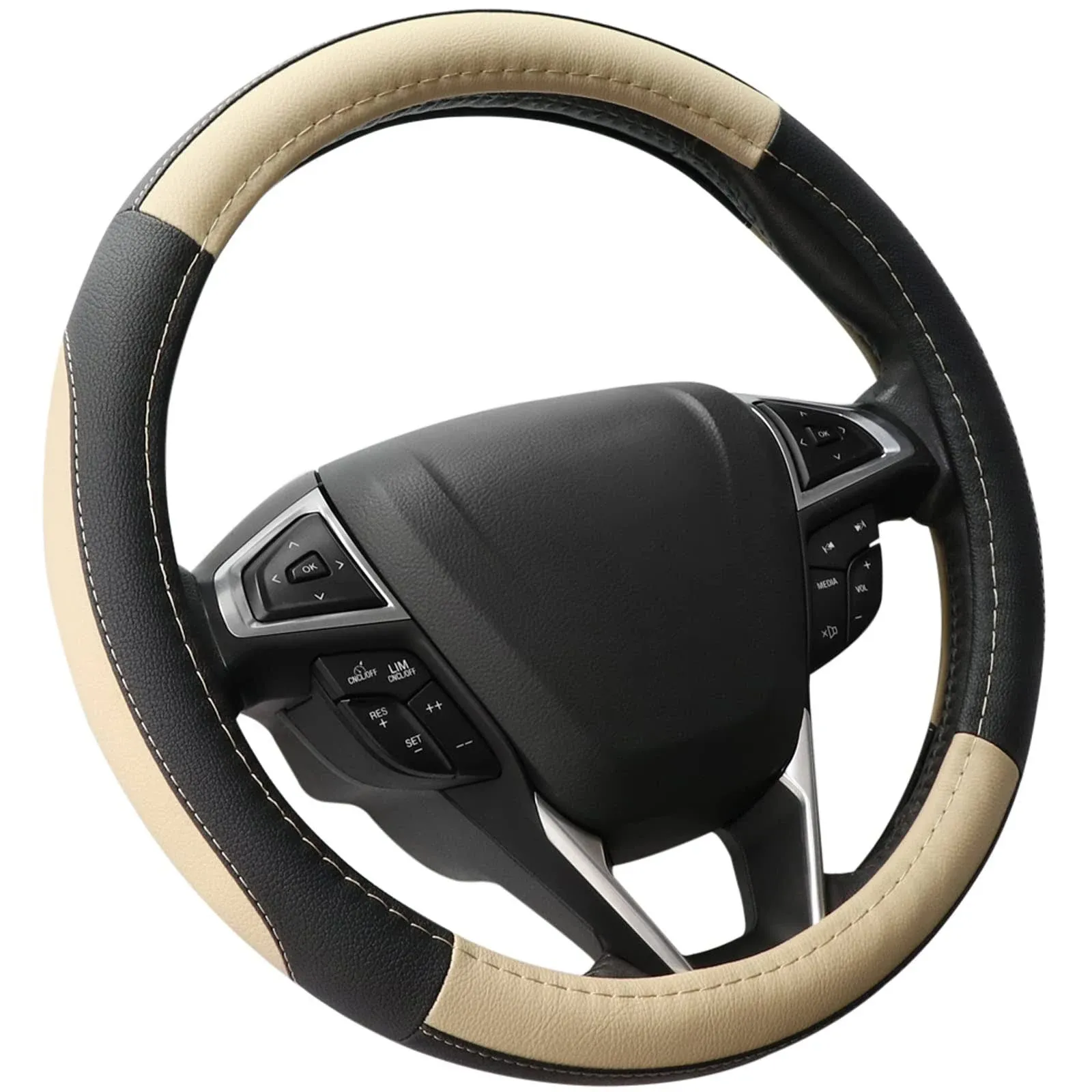 SEG Direct Car Steering Wheel Cover Universal Standard Size 14.5-15 inch Blac...