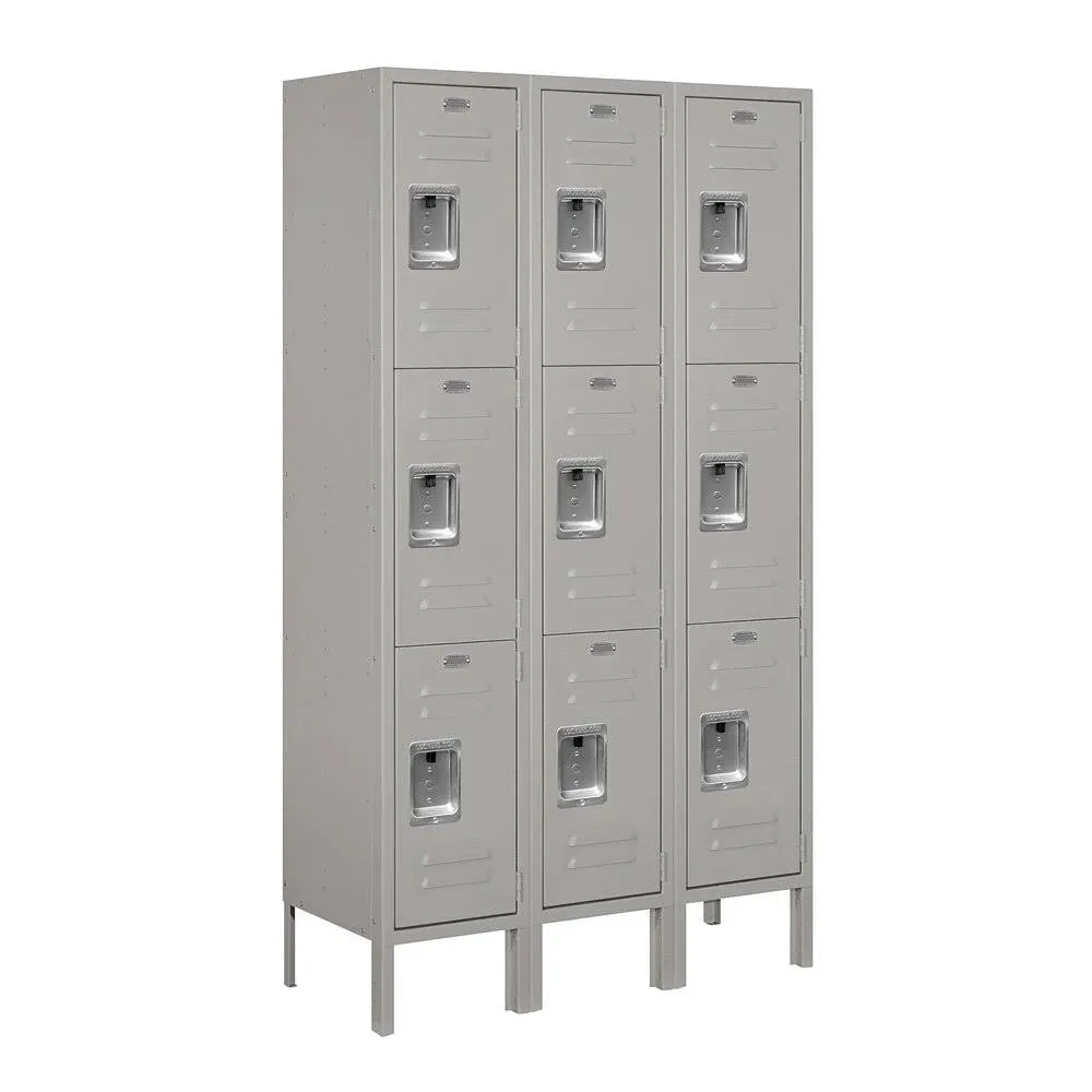 Salsbury Industries 3 Tier 3 Wide Employee Locker, Gray