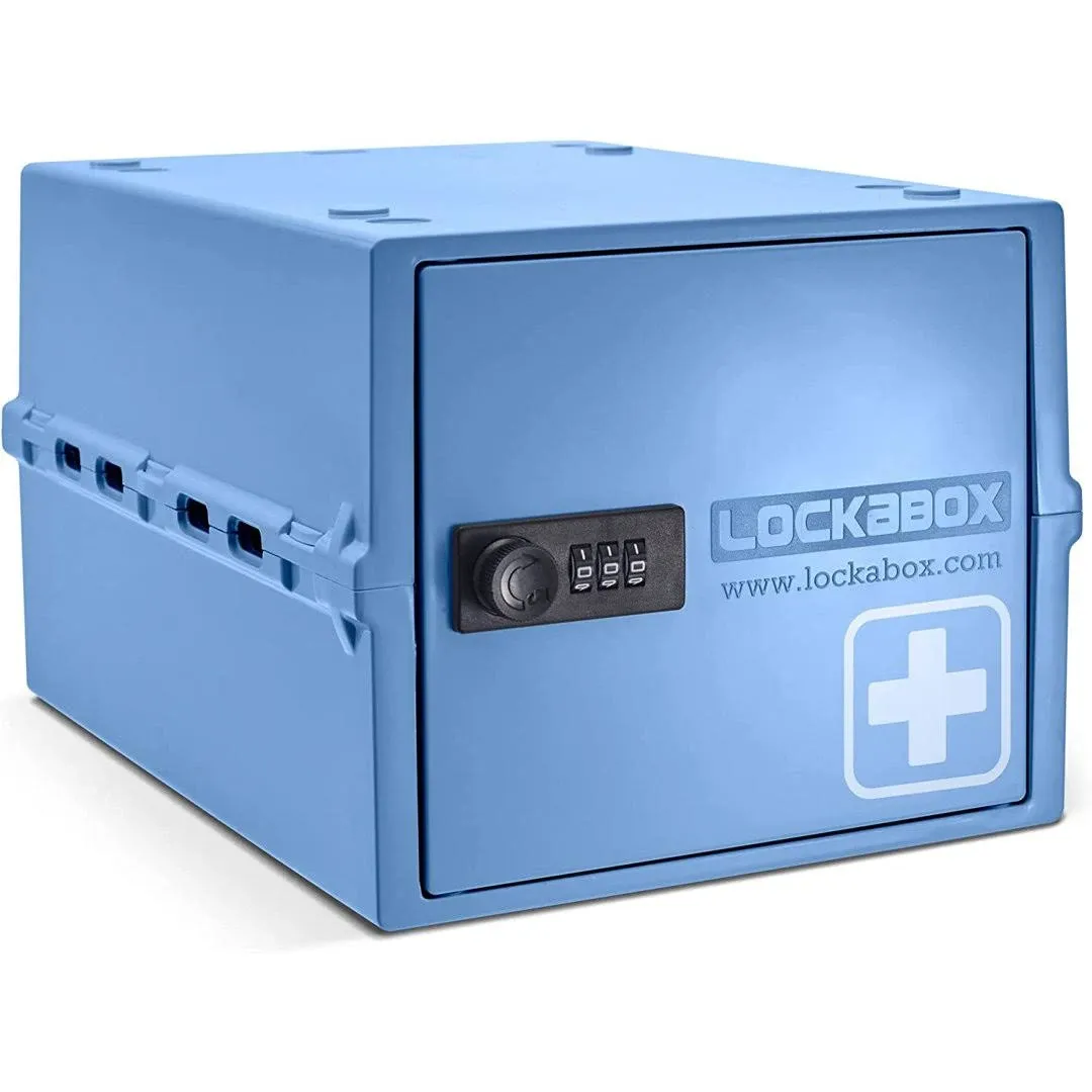 Lockabox One™ | Premium Medicine Lock Box for Medication, Vitamins & Supplements | One Size 12 x 8 x 6.6 inches externally (Medi Blue)