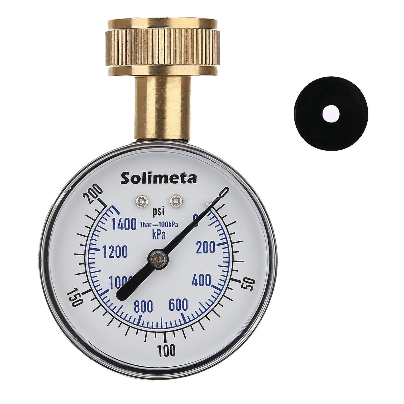 2-1/2&#034; Water Pressure Test Gauge, 0-200 Psi/Kpa, 3/4&#034; Female Hose Thread