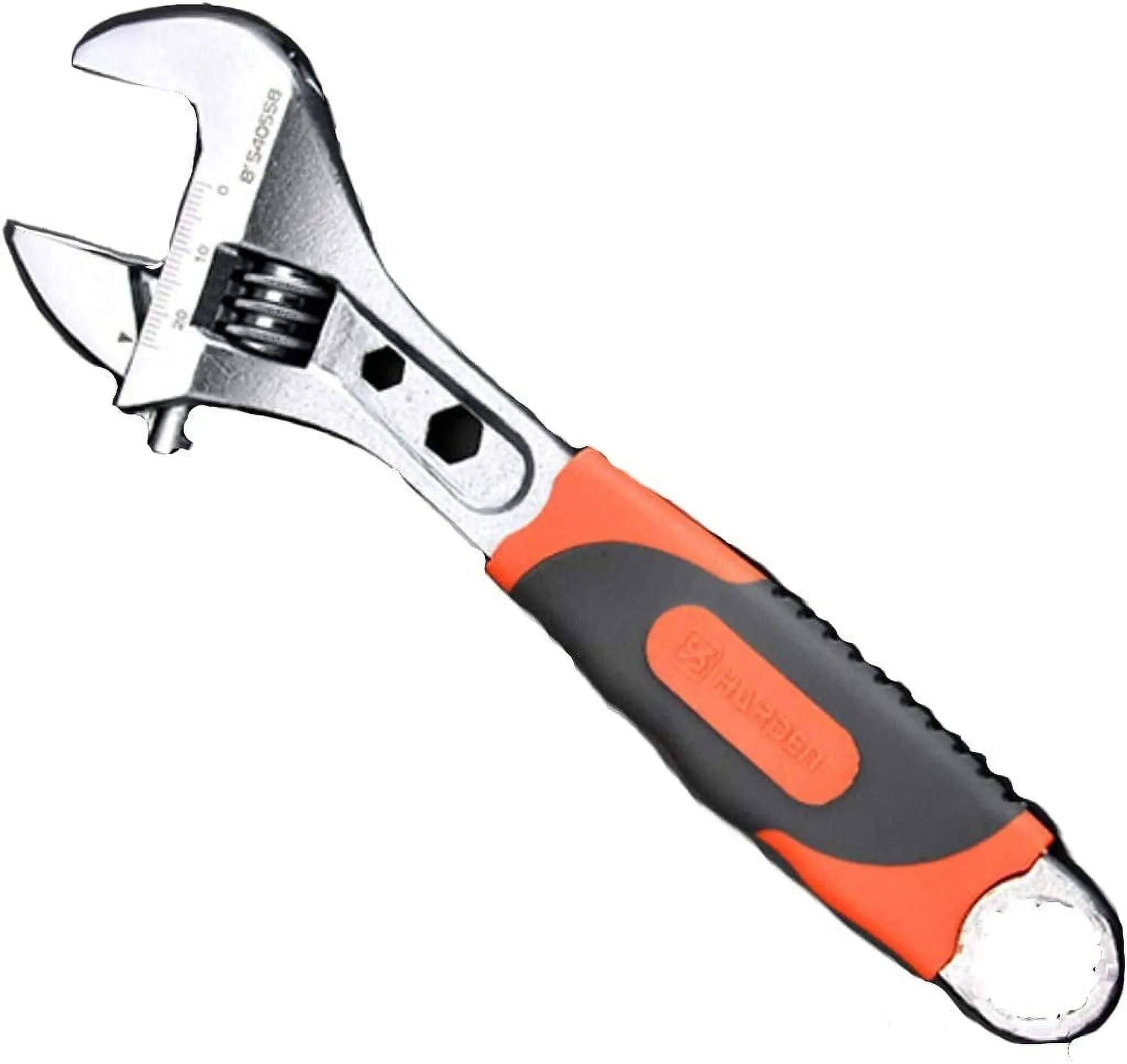 Edward Tools Pro 8" Adjustable Wrench - Carbon Steel Adjusting Design - Crescent Pro Grip for Greater Leverage - Adjustable Width - Spanner Handle